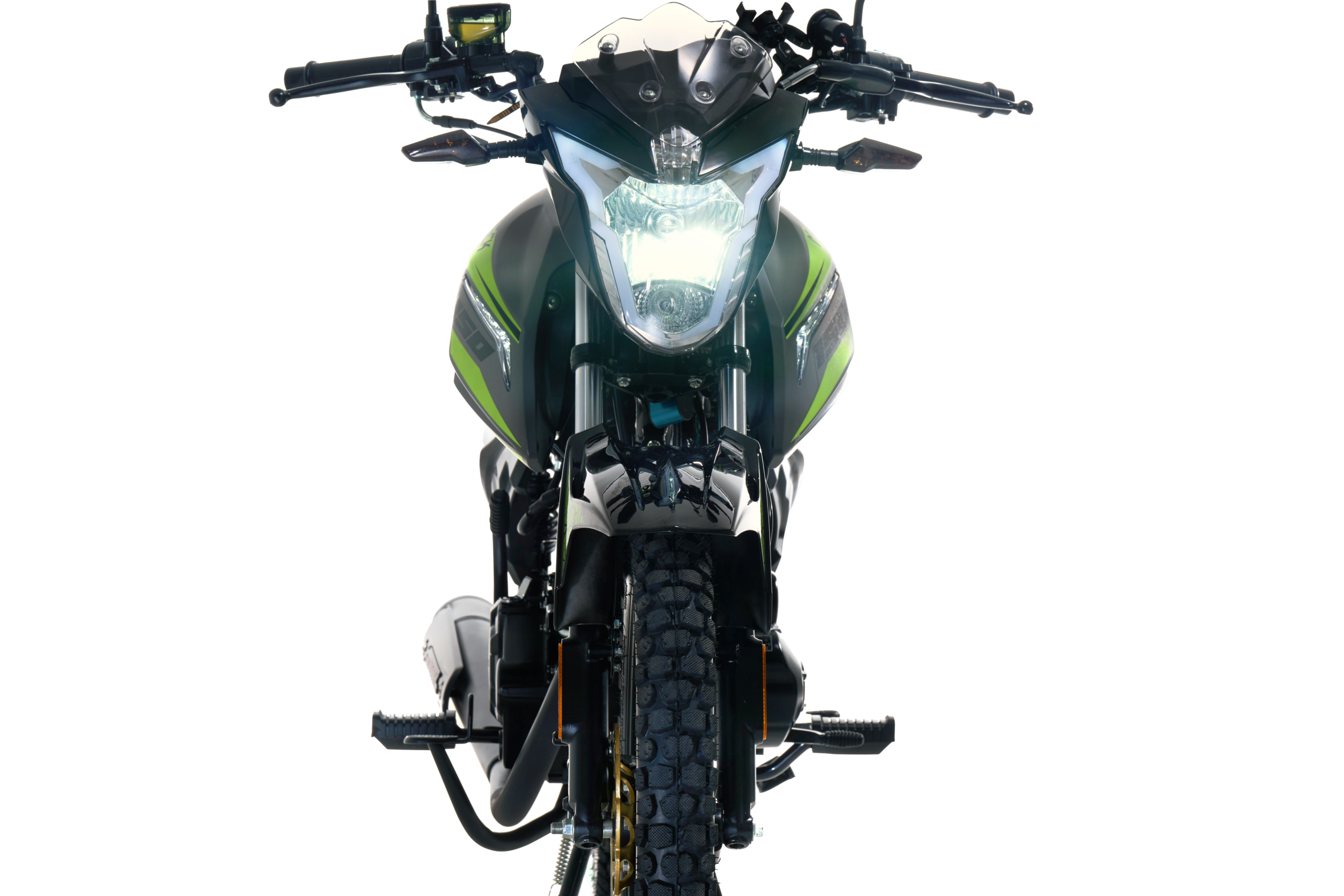 Jin 150 verde - frente detalle